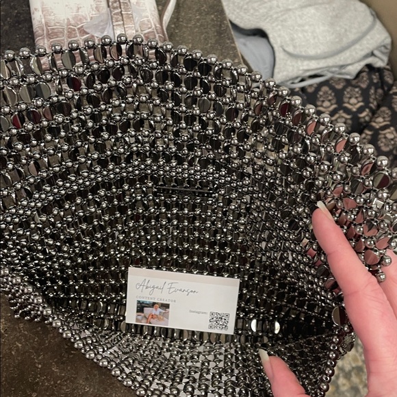 Zara Black and Silver Beaded Shoulder Bag - Picture 4 of 4